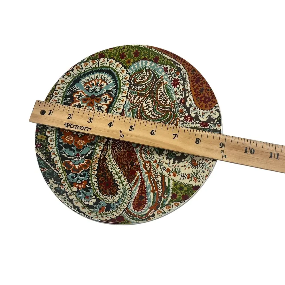 Set of 2 Pottery Barn Zia Paisley Pattern Plates NWT Retro‎ Boho Eclectic 8.75
